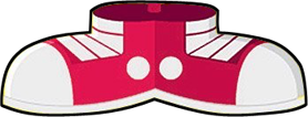 Red and white sneakers